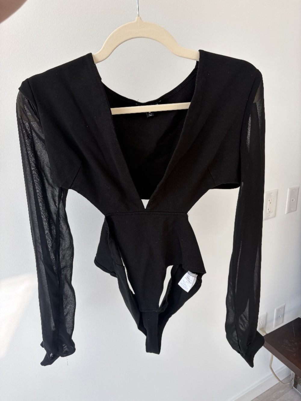 Fashion Nova Black Plunge Bodysuit